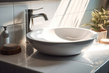 Bathroom sink, modern interior design, Created using generative AI tools