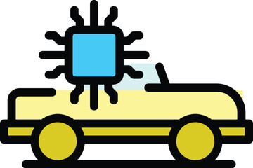 Autonomous system car icon. Outline Autonomous system car vector icon for web design isolated on white background color flat