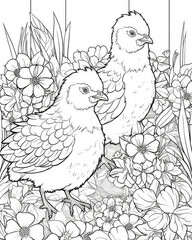 Fototapeta premium childrens coloring book page black line art on white