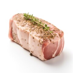 Pork loin meat isolated on white background. Generative AI - obrazy, fototapety, plakaty