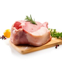 Turkey thigh meat isolated on white background. Generative AI