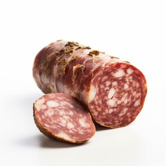 Soppressata meat isolated on white background. Generative AI