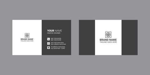 Simple clean business card design for corporate business, professional and modern visiting card design.Personal use .Black and white color.