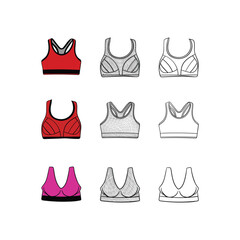 Set of Woman Bra Sport design template, fashion for woman vector design