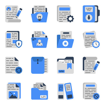 Pack of Files and Archive Flat Icons 

