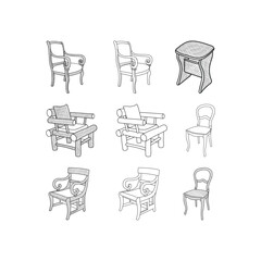 Set of Chair minimalist furniture icon design illustration template vector, suitable for your company