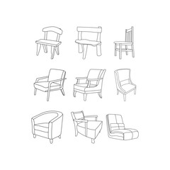 Chair furniture icon set design, logo collection inspiration design template, suitable for your company