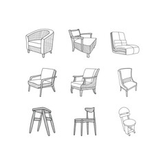 Set of Chair Minimalist furniture logo collection inspiration design template