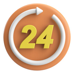 Fototapeta premium 24 hours service icon. 3D illustration.