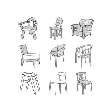 Set Chair simple icon design illustration template vector, suitable for your company