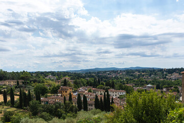 Fototapeta na wymiar Panoramic view from the terrace near the Porcelain Museum in the Pitti Palace