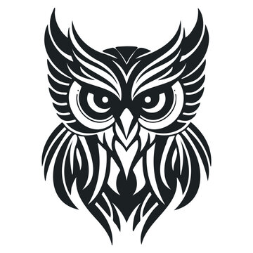 cartoon owl outline design with editable lines on a white background - vector.