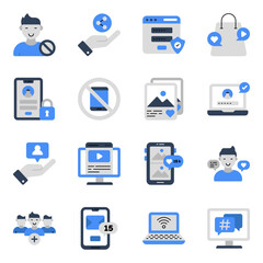 Set of Social Media and Platform flat Icons

