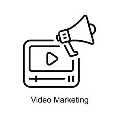 Video Marketing Outline Icon Design illustration. Digital Marketing Symbol on White background EPS 10 File