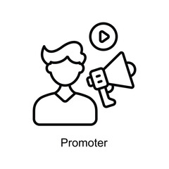Promoter Outline Icon Design illustration. Digital Marketing Symbol on White background EPS 10 File