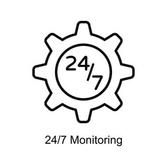 24/7 Monitoring Outline Icon Design illustration. Digital Marketing Symbol on White background EPS 10 File