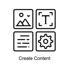 Create Content Outline Icon Design illustration. Digital Marketing Symbol on White background EPS 10 File