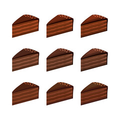 A vector drawn cake slice illustration with various colors and amount of details