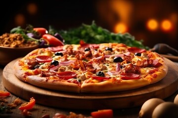 Italian Pizza with Assorted Toppings: Delicious Combination of Fresh Ingredients on a Crispy Crust