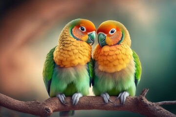 Cute lovebird couple bird background generated by AI