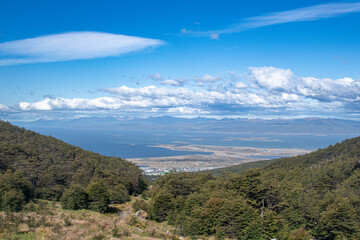 Fototapeta premium landscape of ushuaia and the beagle channel from the martial glacier in argentina