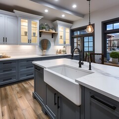 modern kitchen interior with kitchen- Generative AI