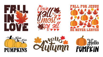 Autumn Fall T shirt Design Bundle, Quotes about Autumn, Fall T shirt, Autumn typography T shirt design Collection