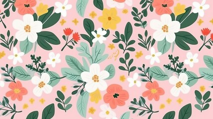 Floral pattern with pastel color scheme (Ai generated)