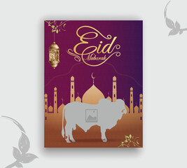Eid adha mubarak greeting islamic outline illustration background design