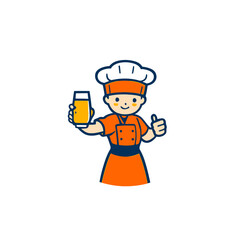 chef with a cup of juice