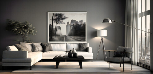 white and grey living room