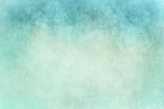 Blank pastel blue green background texture for displays and presentations or other projects, old distressed grunge textured design on border with blank white center © Arlenta Apostrophe