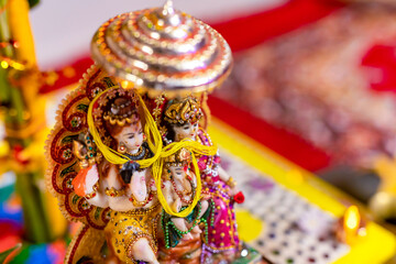 Indian wedding ceremony ritual items close up