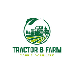 vector logo design for agriculture, agronomy, wheat farm, rural country farming field
