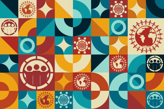 World Population Day. July 11. Seamless geometric pattern. Template for background, banner, card, poster. Vector EPS10 illustration.