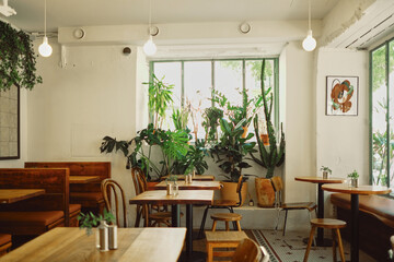 Fototapeta na wymiar Cafe boho interior