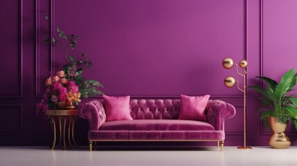 A touch of modern pink sofa ,Generative AI.