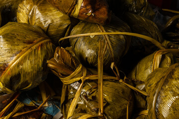 THE JUANE, TYPICAL FOOD OF THE PERUVIAN AMAZON, IS CONSUMED IN THE TRADITIONAL CELEBRATION OF SAN...