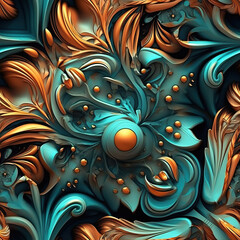 Colorful abstract 3d seamless repeat futuristic pattern