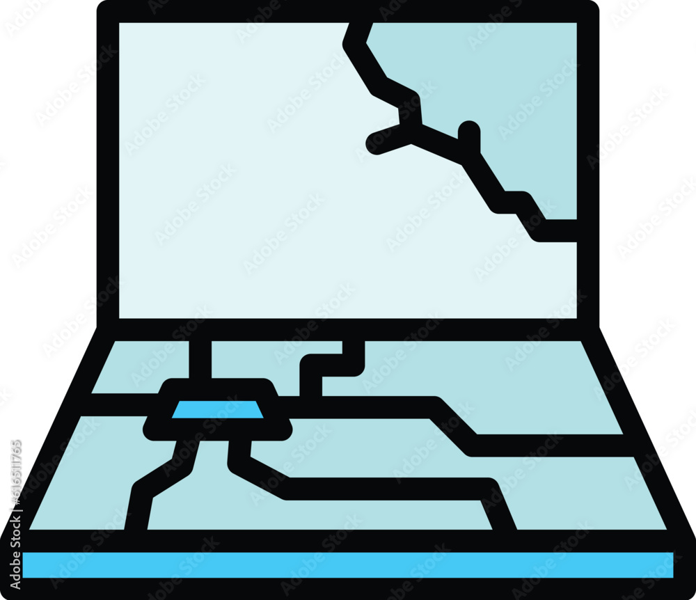 Poster destroyed computer icon. outline destroyed computer vector icon for web design isolated on white bac