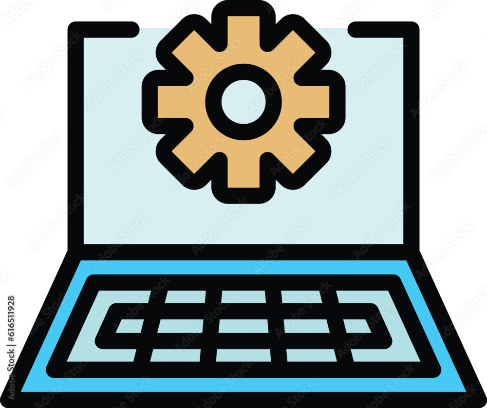 Poster service help computer icon. outline service help computer vector icon for web design isolated on whi