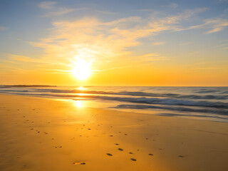 Shores of Radiance: Embracing the Serene Sunset on the Beach