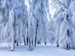 Enchanting Frost: The Mesmerizing Serenity of a Snow-Covered Forest