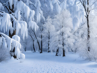 Enchanting Frost: The Mesmerizing Serenity of a Snow-Covered Forest