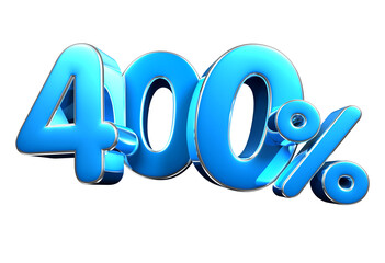 Sky blue 400 Percent 3d illustration. Special Offer 400% Discount Tag. Advertising signs. Product design. Product sales.
