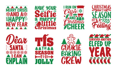 Christmas T shirt Design Bundle, Quotes about Christmas Day, Christmas T shirt, Christmas typography T shirt design Collection