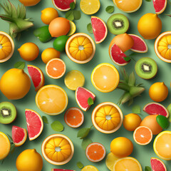 Fruits 3d colorful seamless repeat pattern
