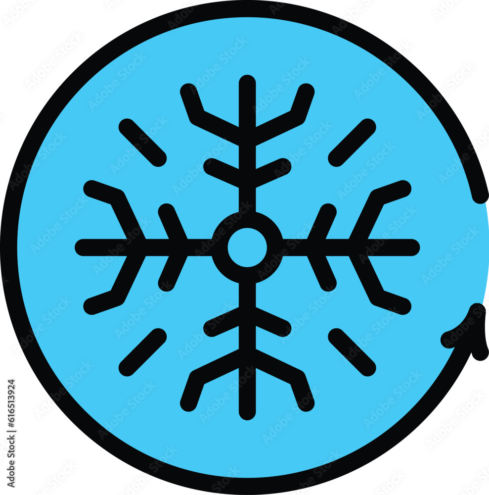 Sticker Fridge snowflake icon. Outline Fridge snowflake vector icon for web design isolated on white background color flat - Stickers