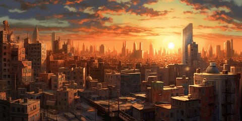 City at sunset (Generative AI)