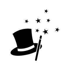 magic wand icon, magic hat icon vector logo template